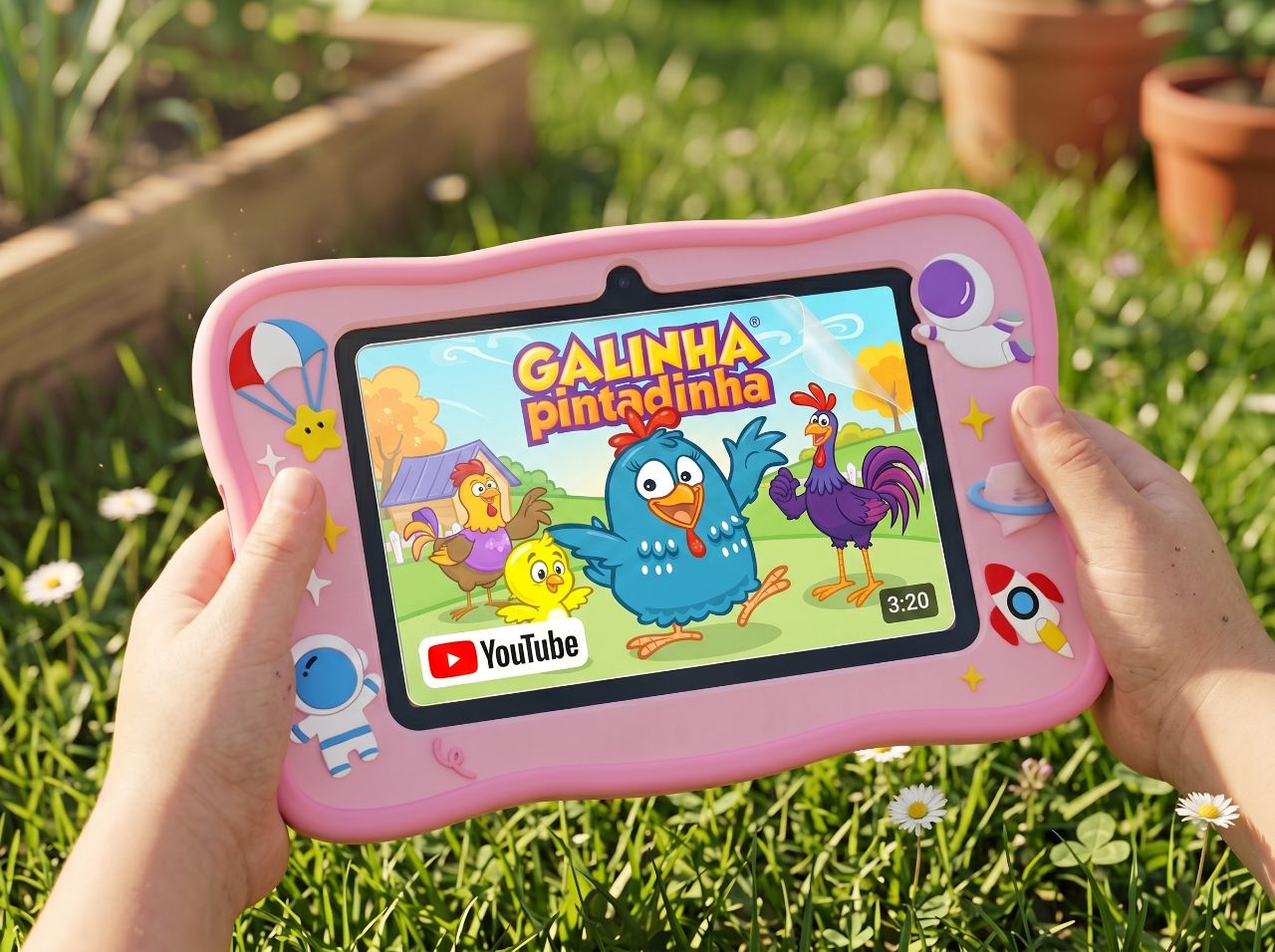 Tela do Universe Tablet Kids exibindo vídeo infantil no YouTube